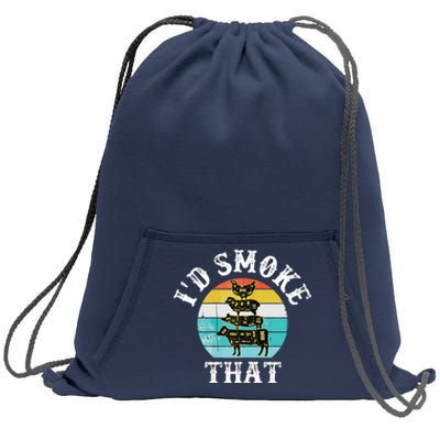 Funny Retro BBQ Party Smoker Chef I'd Smoke That Sweatshirt Cinch Pack Bag