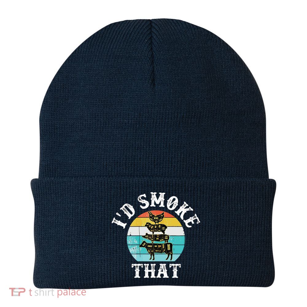 Funny Retro BBQ Party Smoker Chef I'd Smoke That Beanie