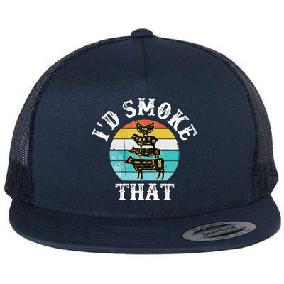 Funny Retro BBQ Party Smoker Chef I'd Smoke That Flatbill Hat
