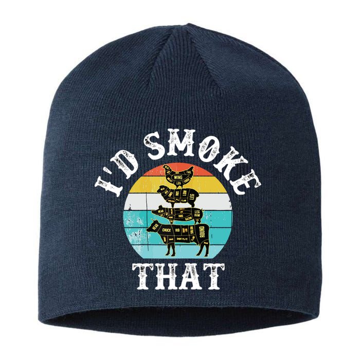 Funny Retro BBQ Party Smoker Chef I'd Smoke That Sustainable Beanie