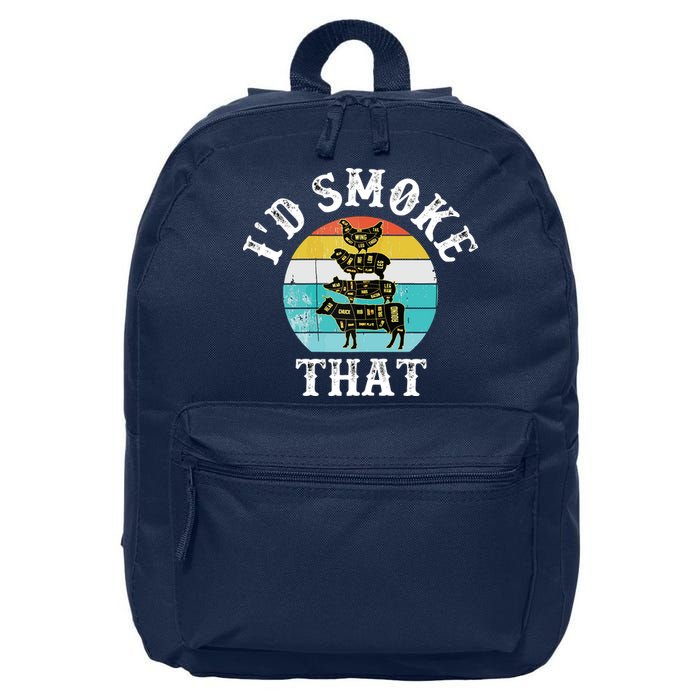 Funny Retro BBQ Party Smoker Chef I'd Smoke That 16 in Basic Backpack