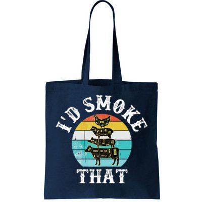 Funny Retro BBQ Party Smoker Chef I'd Smoke That Tote Bag