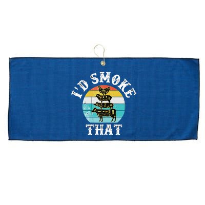 Funny Retro BBQ Party Smoker Chef I'd Smoke That Large Microfiber Waffle Golf Towel