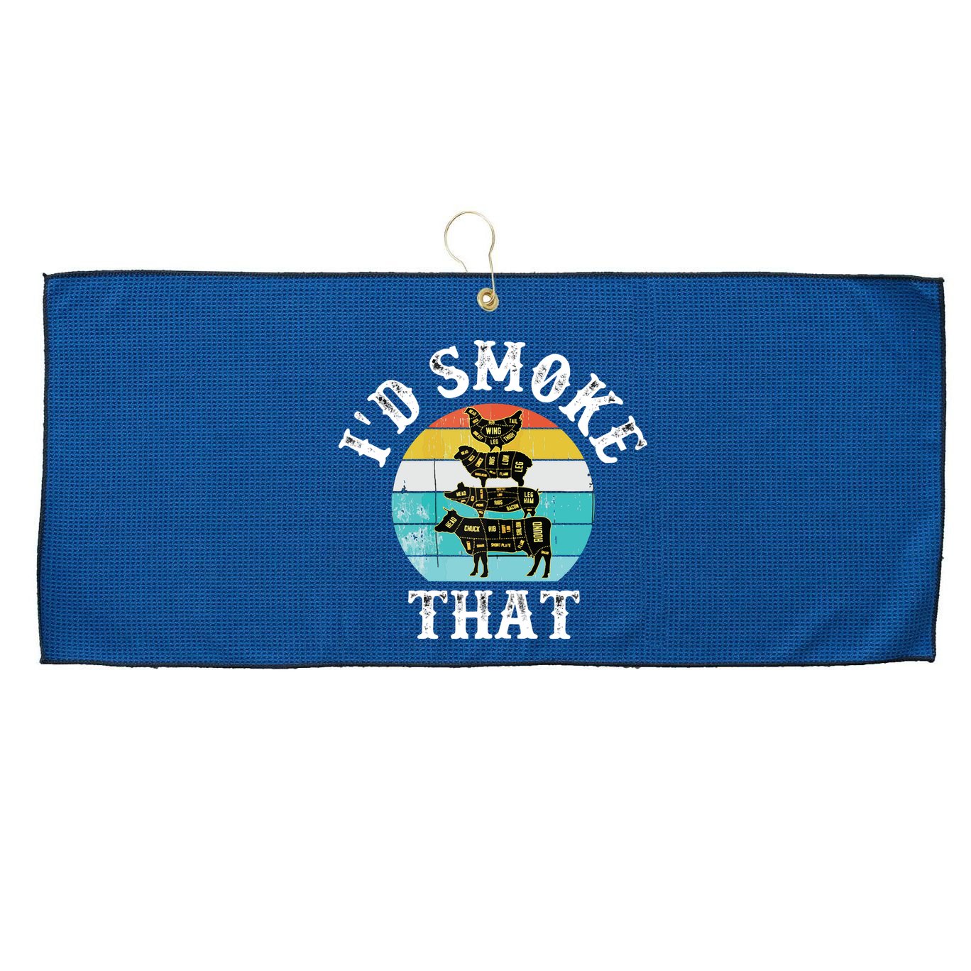 Funny Retro BBQ Party Smoker Chef I'd Smoke That Large Microfiber Waffle Golf Towel