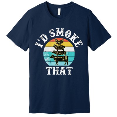 Funny Retro BBQ Party Smoker Chef I'd Smoke That Premium T-Shirt