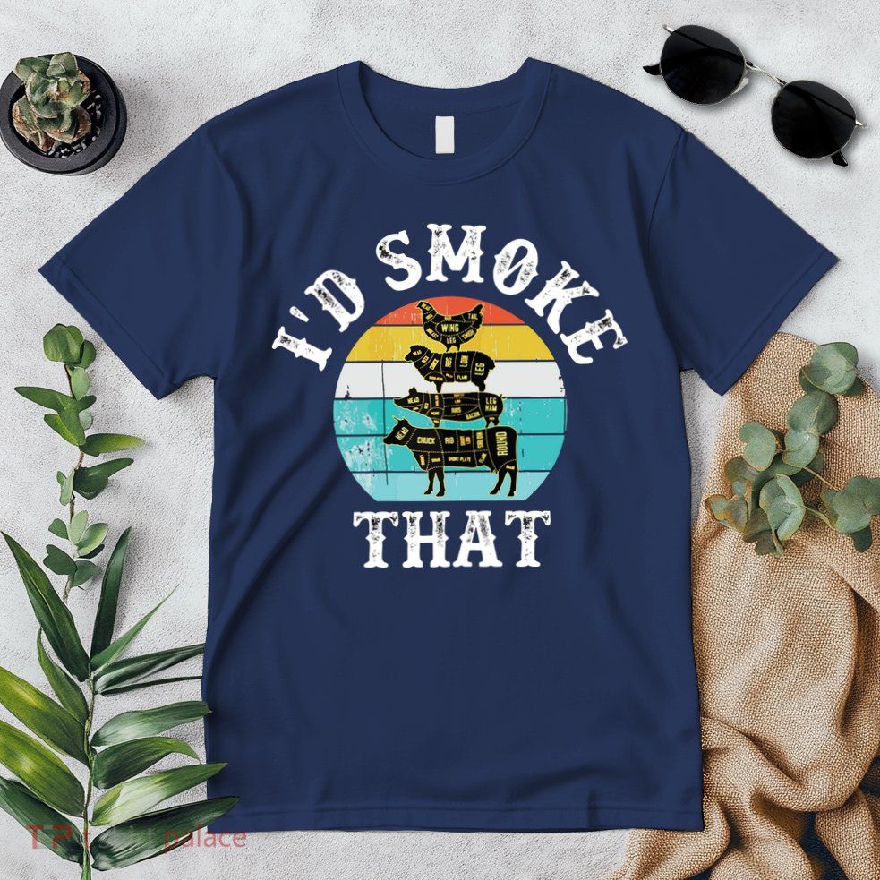 Funny Retro BBQ Party Smoker Chef I'd Smoke That Premium T-Shirt