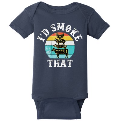 Funny Retro BBQ Party Smoker Chef I'd Smoke That Baby Bodysuit