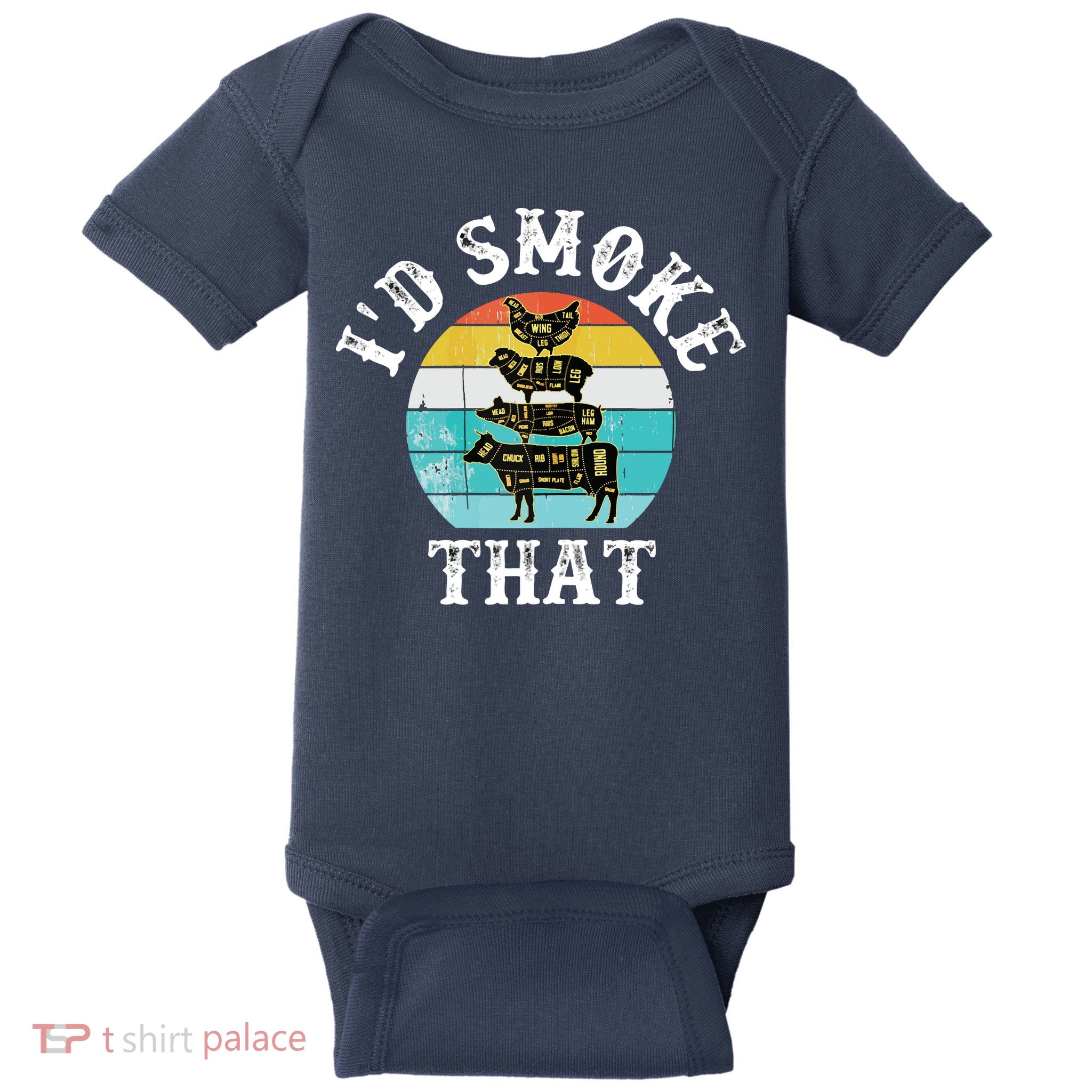 Funny Retro BBQ Party Smoker Chef I'd Smoke That Baby Bodysuit