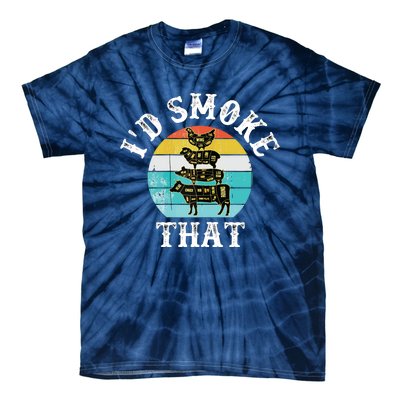 Funny Retro BBQ Party Smoker Chef I'd Smoke That Tie-Dye T-Shirt