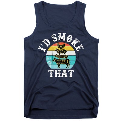 Funny Retro BBQ Party Smoker Chef I'd Smoke That Tank Top
