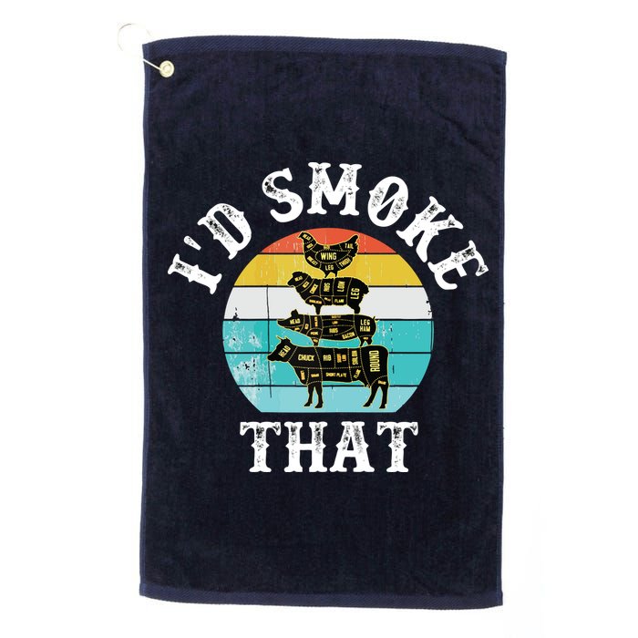Funny Retro BBQ Party Smoker Chef I'd Smoke That Golf Towel