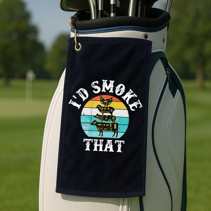 Funny Retro BBQ Party Smoker Chef I'd Smoke That Golf Towel