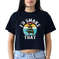 Funny Retro BBQ Party Smoker Chef I'd Smoke That Crop Top