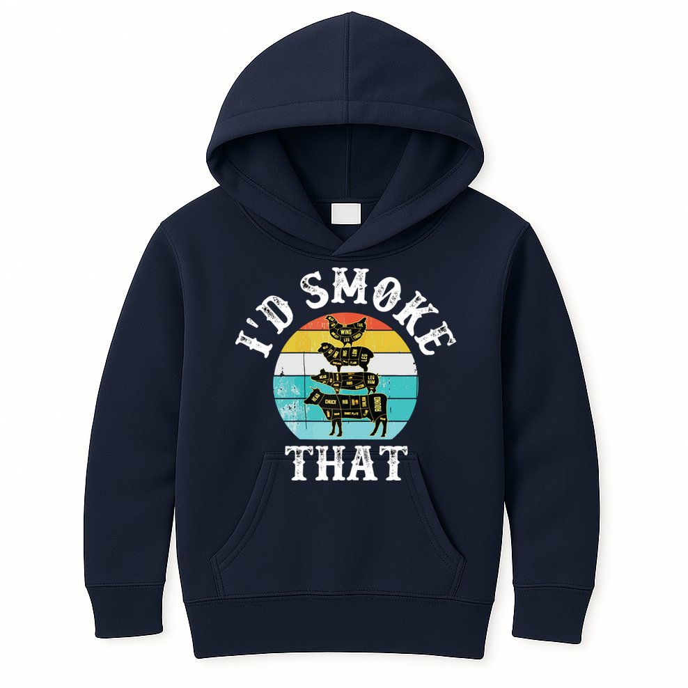 Funny Retro BBQ Party Smoker Chef I'd Smoke That Kids Hoodie