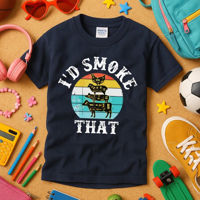 Funny Retro BBQ Party Smoker Chef I'd Smoke That Kids T-Shirt