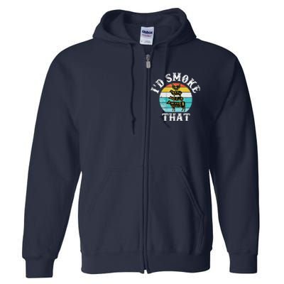 Funny Retro BBQ Party Smoker Chef I'd Smoke That Full Zip Hoodie