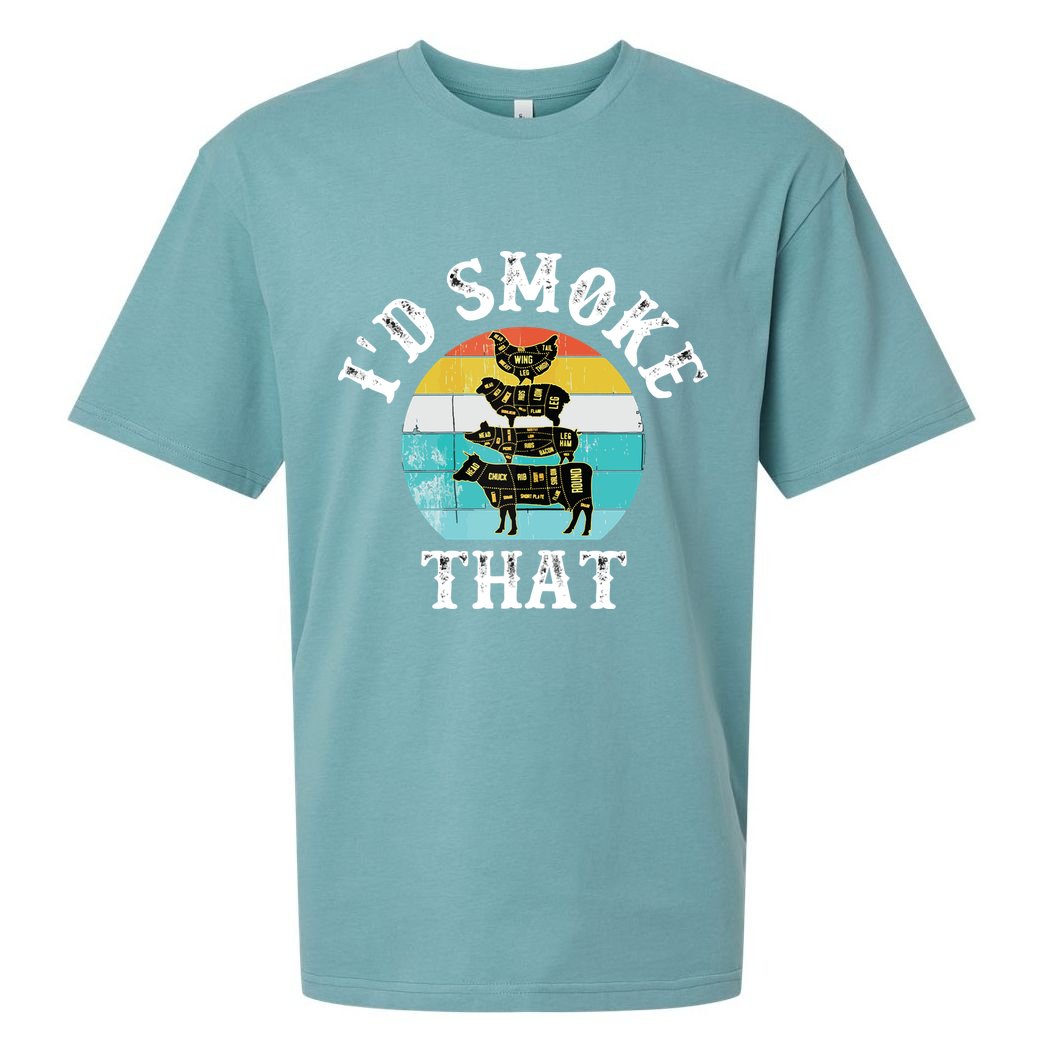 Funny Retro BBQ Party Smoker Chef I'd Smoke That Sueded Cloud Jersey T-Shirt