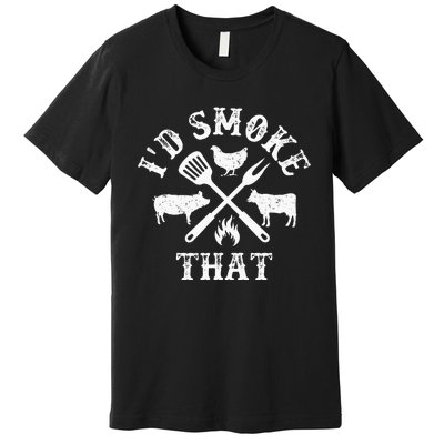 Funny Retro BBQ Party Smoker Chef Dad Gifts Id Smoke That Premium T-Shirt