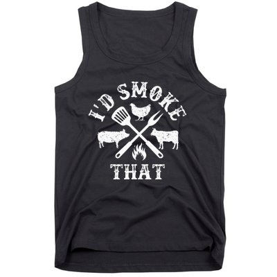 Funny Retro BBQ Party Smoker Chef Dad Gifts Id Smoke That Tank Top