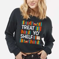 Funny Reading Book Lover Reader Librarian Nerdy Pun Cropped Pullover Crew
