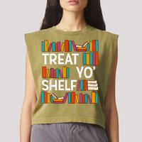 Funny Reading Book Lover Reader Librarian Nerdy Pun Garment-Dyed Women's Muscle Tee