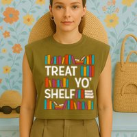 Funny Reading Book Lover Reader Librarian Nerdy Pun Garment-Dyed Women's Muscle Tee