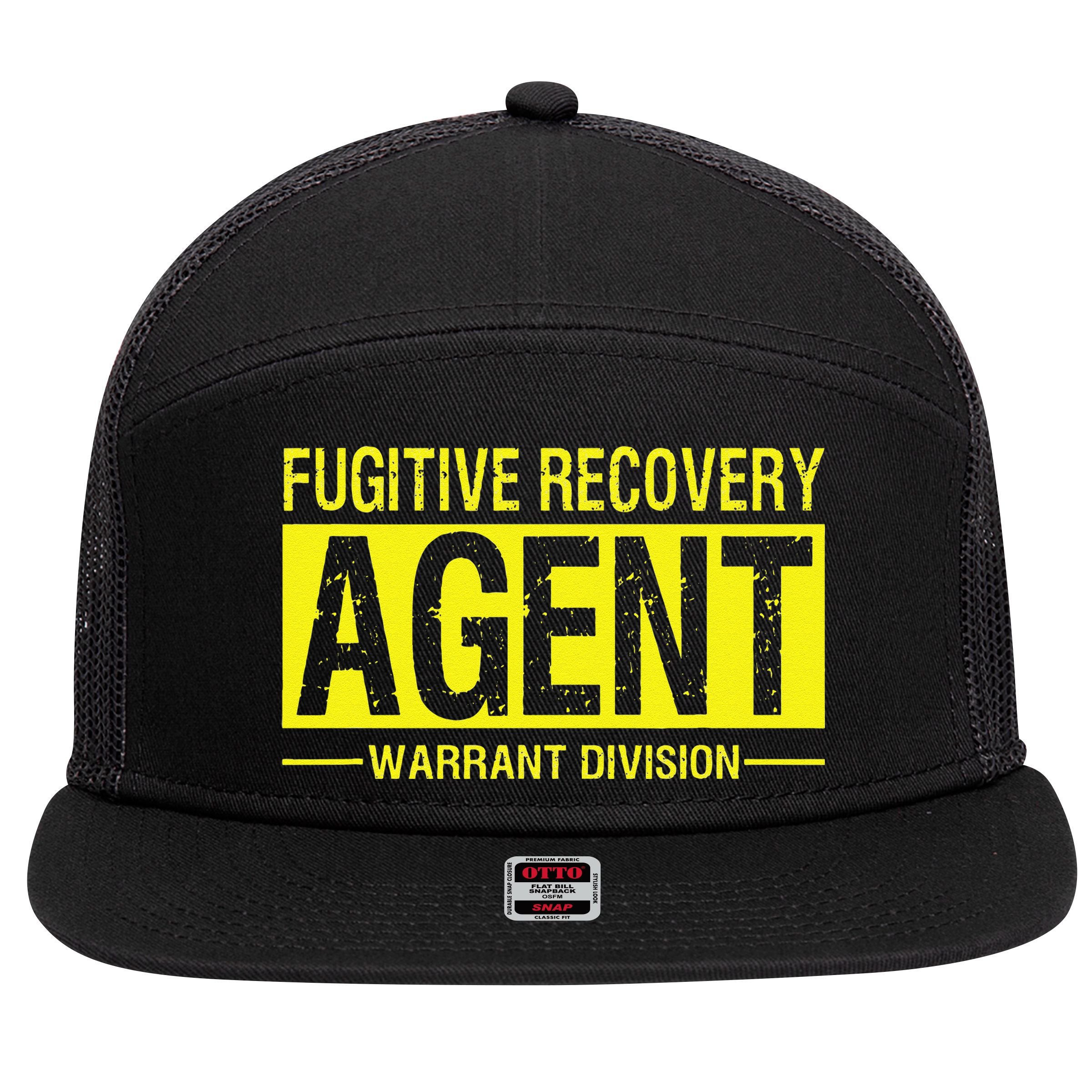 Fugitive Recovery Bail Agent Halloween Costume 7 Panel Mesh Trucker Snapback Hat