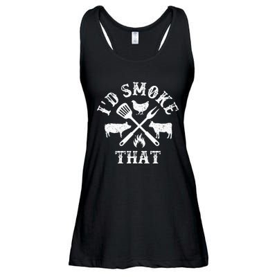 Funny Retro BBQ Party Smoker Chef Dad Gifts Id Smoke That Ladies Essential Flowy Tank