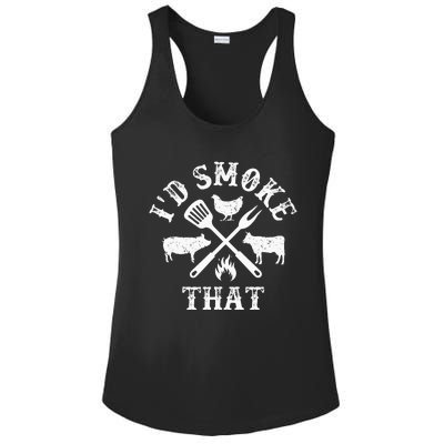 Funny Retro BBQ Party Smoker Chef Dad Gifts Id Smoke That Ladies PosiCharge Competitor Racerback Tank