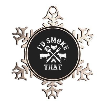 Funny Retro BBQ Party Smoker Chef Dad Gifts Id Smoke That Metallic Star Ornament