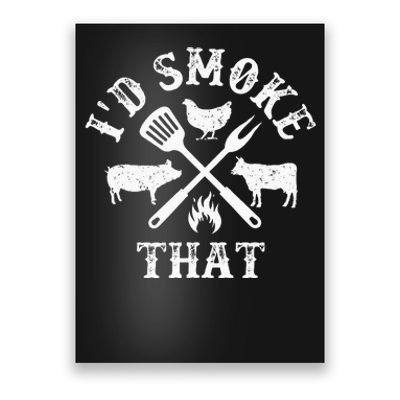 Funny Retro BBQ Party Smoker Chef Dad Gifts Id Smoke That Poster