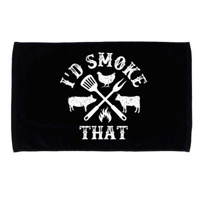 Funny Retro BBQ Party Smoker Chef Dad Gifts Id Smoke That Microfiber Hand Towel