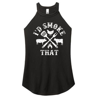 Funny Retro BBQ Party Smoker Chef Dad Gifts Id Smoke That Women's Perfect Tri Rocker Tank