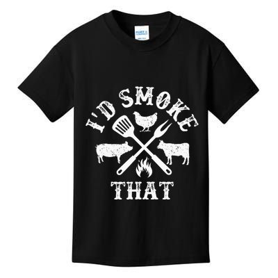 Funny Retro BBQ Party Smoker Chef Dad Gifts Id Smoke That Kids T-Shirt