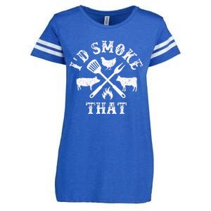 Funny Retro BBQ Party Smoker Chef Dad Gifts Id Smoke That Enza Ladies Jersey Football T-Shirt