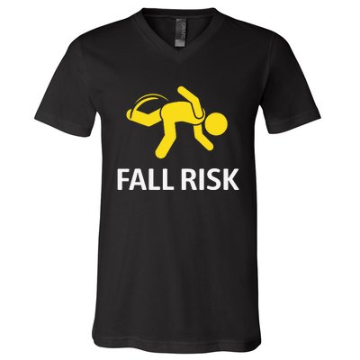 Fall Risk Balance Issues Funny Fall Risk V-Neck T-Shirt