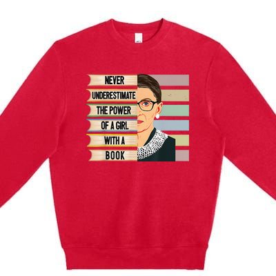 Feminist Ruth Bader Ginsburg RBG Quote With Book Premium Crewneck Sweatshirt