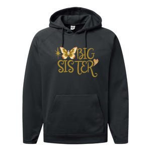 Funny Retro Big Sister Gift Present For Girl Teenager Performance Fleece Hoodie