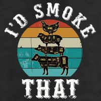 Funny Retro Bbq Party Smoker Chef Dad Gift ID Smoke That 7 Panel Mesh Trucker Snapback Hat
