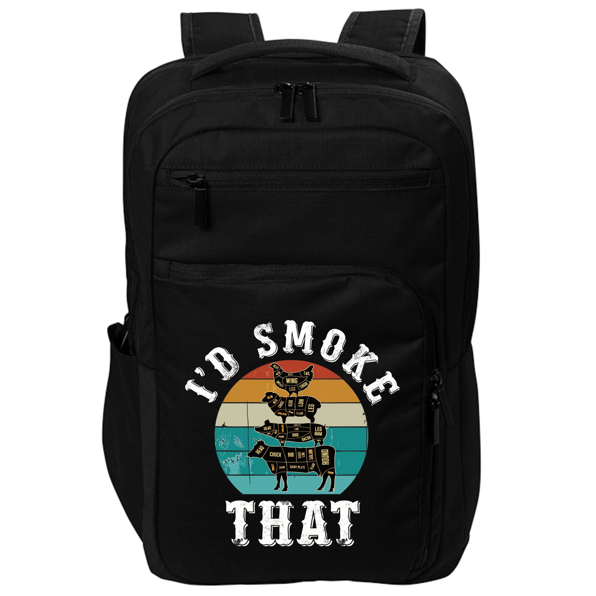 Funny Retro Bbq Party Smoker Chef Dad Gift ID Smoke That Impact Tech Backpack