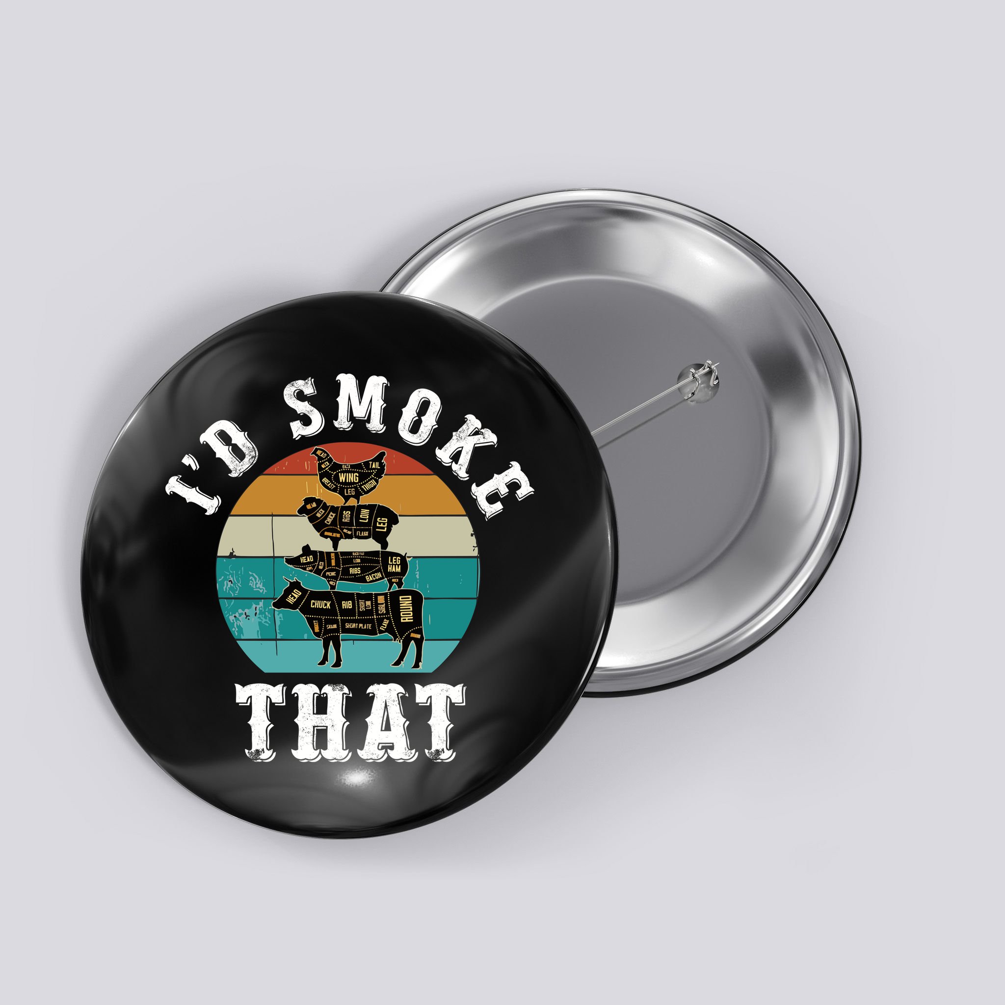 Funny Retro Bbq Party Smoker Chef Dad Gift ID Smoke That Button