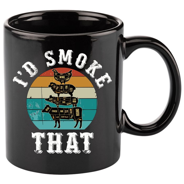 Funny Retro Bbq Party Smoker Chef Dad Gift ID Smoke That 11oz C Handle Ceramic Mug