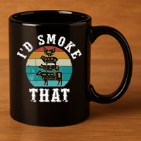 Funny Retro Bbq Party Smoker Chef Dad Gift ID Smoke That 11oz C Handle Ceramic Mug