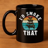Funny Retro Bbq Party Smoker Chef Dad Gift ID Smoke That 11oz C Handle Ceramic Mug