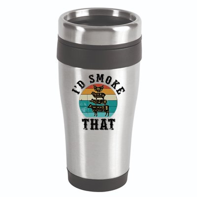 Funny Retro Bbq Party Smoker Chef Dad Gift ID Smoke That 16oz Travel Tumbler