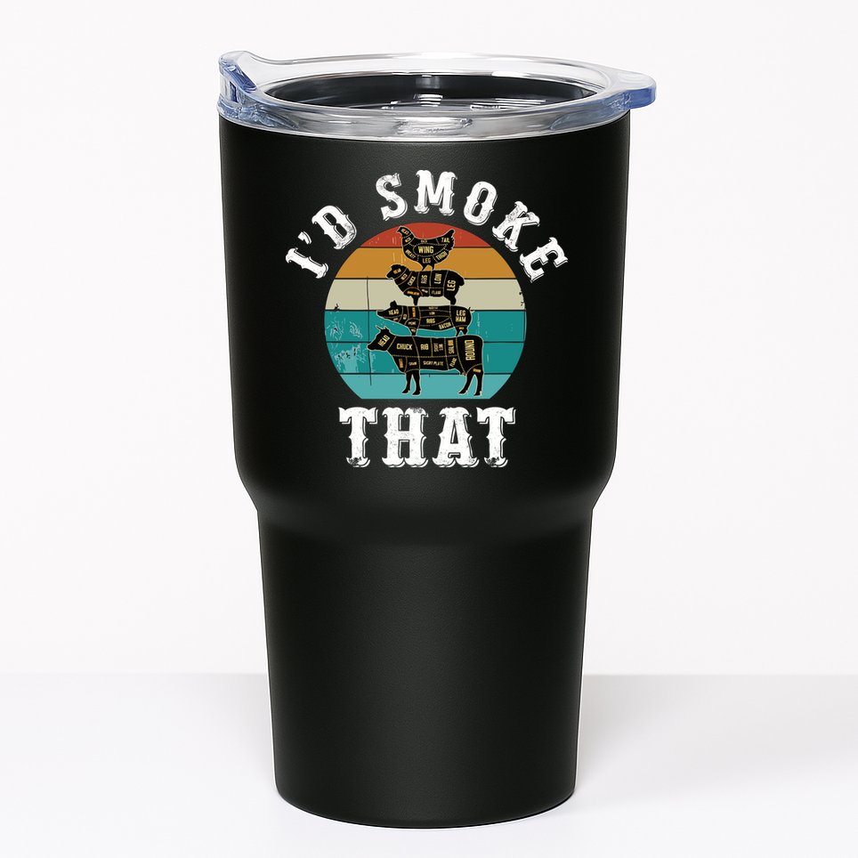 Funny Retro Bbq Party Smoker Chef Dad Gift ID Smoke That Tumbler