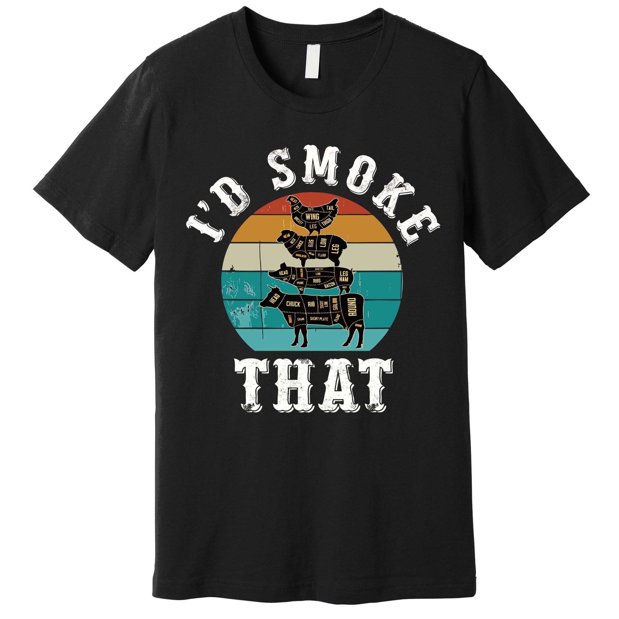 Funny Retro Bbq Party Smoker Chef Dad Gift ID Smoke That Premium T-Shirt