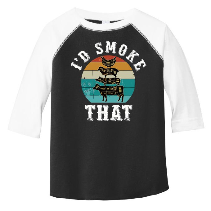 Funny Retro Bbq Party Smoker Chef Dad Gift ID Smoke That Toddler Fine Jersey T-Shirt