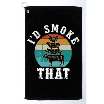 Funny Retro Bbq Party Smoker Chef Dad Gift ID Smoke That Golf Towel