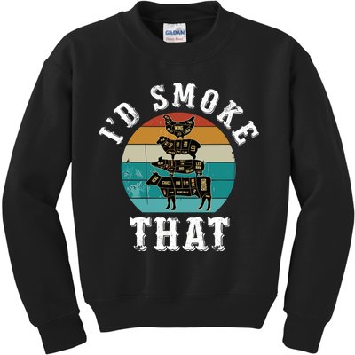 Funny Retro Bbq Party Smoker Chef Dad Gift ID Smoke That Kids Sweatshirt